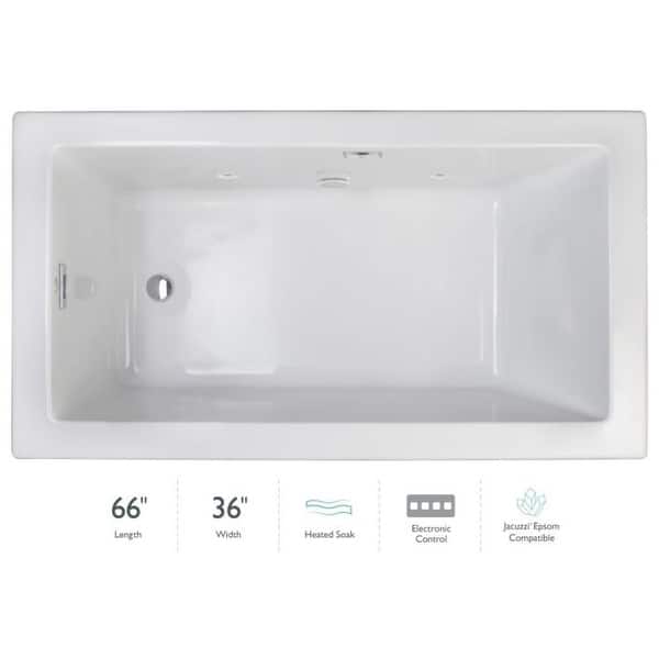 Jacuzzi Elara 66" DropIn Soaking Bathtub with Left Drain and Heated